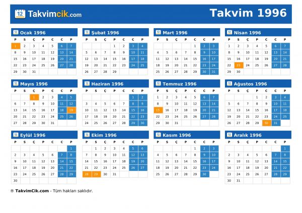 Takvim 1996