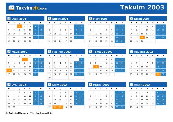 Takvim 2003