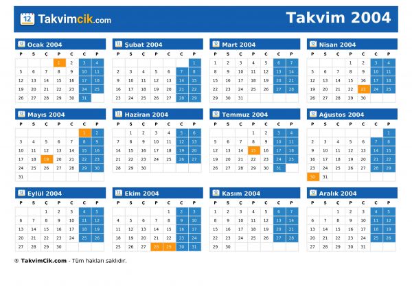 Takvim 2004