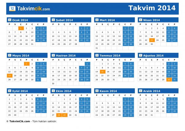 Takvim 2014